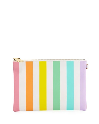 Stoney Clover Lane Small Rainbow Striped Flat Pouch In Multi