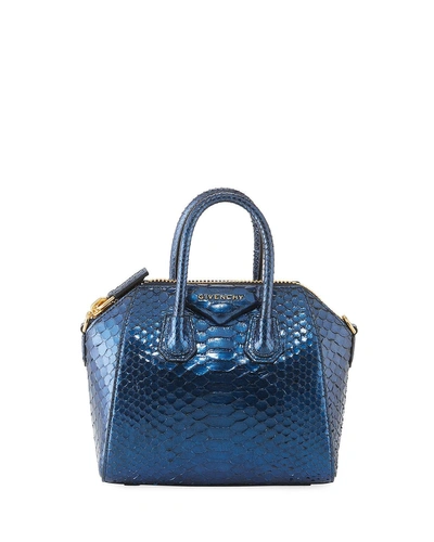 Givenchy Antigona Mini Python Satchel Bag In Dark Blue