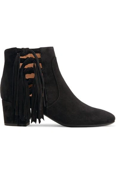 Laurence Dacade Roxter Tasseled Suede Ankle Boots In Black