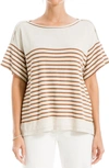 Max Studio Stripe Boatneck T-shirt In Ivory/ Beige