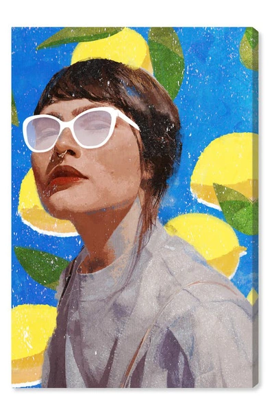 Wynwood Studio Sunny Fruit Girl Canvas Wall Art In Blue