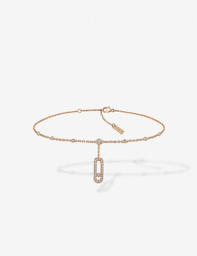 Messika Move Uno 18ct Rose-gold And Diamond Anklet In Pink