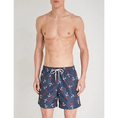 Polo Ralph Lauren Traveller Relaxed-fit Anchor-print Swim Shorts In Navy White