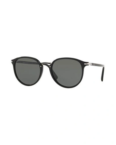 Persol Men's Po3210s Oval Acetate Keyhole Sunglasses - Polarized Lenses In Black