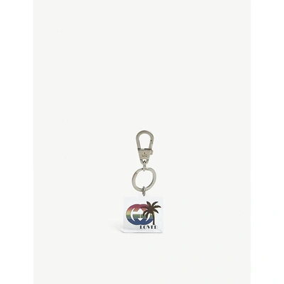 Gucci Loved Palm Tree Keyring In Silver Gold