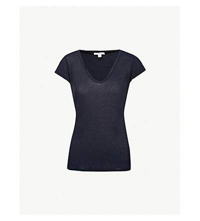 James Perse V-neck Cotton-jersey T-shirt In French Navy