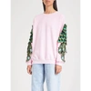 Ragyard Peacock-embroidered Cotton-jersey Sweatshirt In Coral