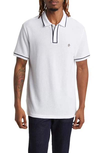 Original Penguin Earl Organic Cotton Mesh Polo In Bright White