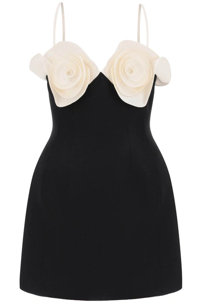 Valentino Garavani Mini Dress With Floral Appliques In Black