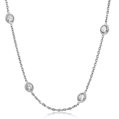 Pompeii3 4ct Diamonds By The Yard Necklace 14k White Gold Lab Grown Station Pendant In Multi