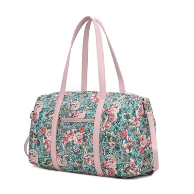 Mkf Collection By Mia K Khelani Quilted Cotton Botanical Pattern Women's Duffle Bag In Green