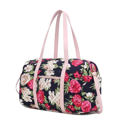 Mkf Collection By Mia K Khelani Quilted Cotton Botanical Pattern Women's Duffle Bag In Blue