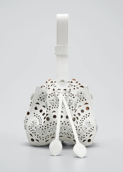 Alaïa Rose Marie Laser-cut Bucket Bag In White