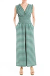 Max Studio Wide Leg Crepe Jumpsuit In Green