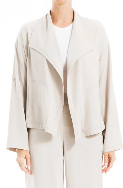 Max Studio Twill Drape Front Short Jacket In Pumice