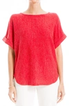 Max Studio Short Sleeve Ribbed T-shirt In Red