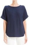 Max Studio Short Sleeve Ribbed T-shirt In Saph/ Blk