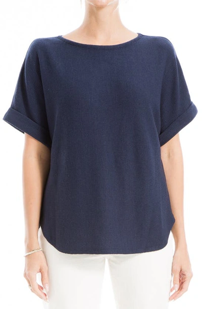 Max Studio Short Sleeve Ribbed T-shirt In Saph/ Blk