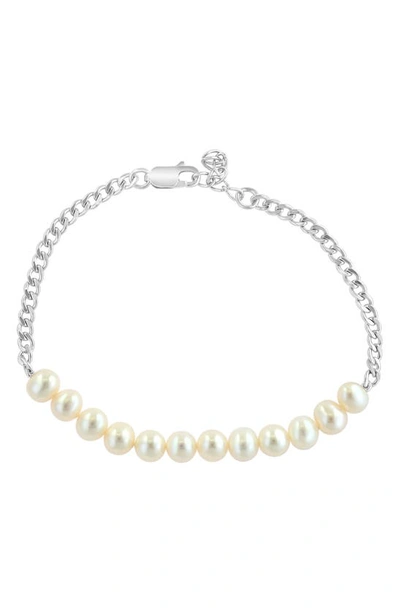 Effy Sterling Silver Freshwater Pearl Bracelet In Silver/ White