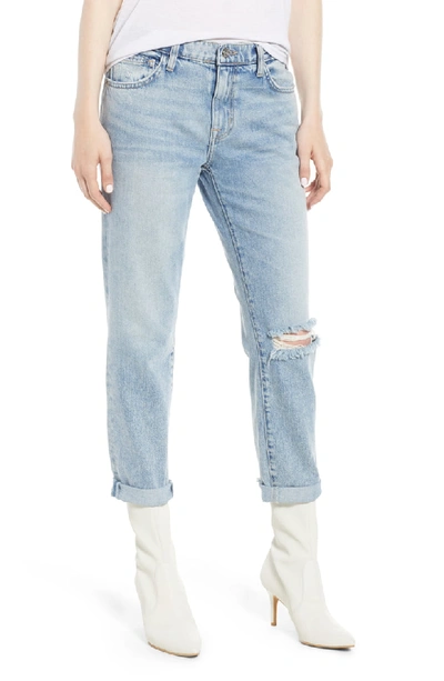 Current Elliott Current/elliott The Fling Cuffed Cropped Boyfriend Jeans In 2 Year Destroy Rigid Indigo