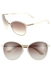 Tom Ford Penelope 59mm Gradient Cat Eye Sunglasses In Shiny Rose Gold/ Ivory