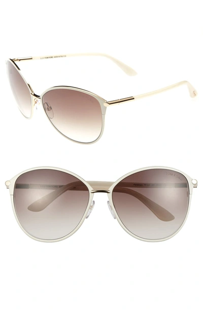 Tom Ford Penelope 59mm Gradient Cat Eye Sunglasses In Shiny Rose Gold/ Ivory