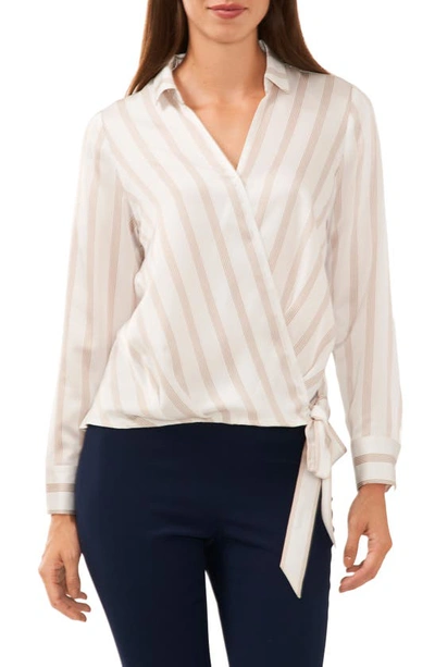 Halogen Stripe Wrap Top In New Ivory Stripe