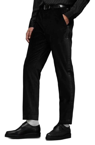 Allsaints Lyra Tuxedo Stripe Velveteen Trousers In Black