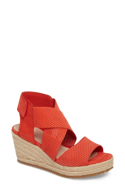 Eileen Fisher 'willow' Espadrille Wedge Sandal In Persimmon Nubuck