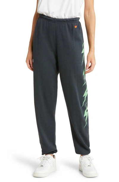 Aviator Nation Bolt 4 Joggers In Charcoal/ Mint