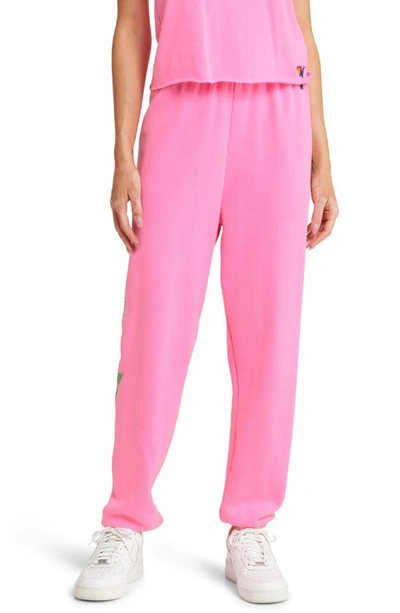Aviator Nation Bolt 4 Joggers In Neon Pink/ Mint