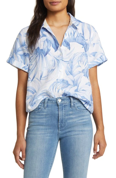 Tommy Bahama Palma Paradise Linen Camp Shirt In Ocean Clouds
