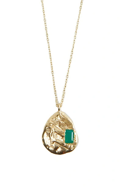 Argento Vivo Sterling Silver Green Onyx Pendant Necklace In Gold