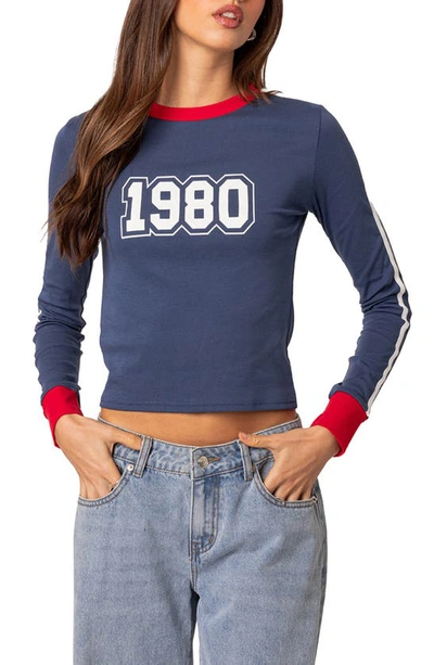Edikted Women's 80s Baby Long Sleeve T Shirt In Blue