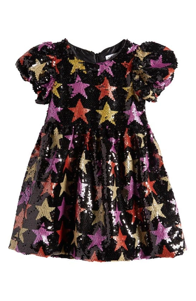 Lola & The Boys Kids' Star Sequin Party Dress In Black