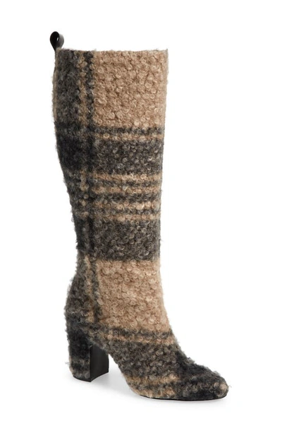 Cecelia New York Noel Genuine Shearling Knee High Boot In Gray Checker