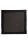 Saint Laurent Dots Logo Border Wool & Silk Square Scarf In Black/ Ivory