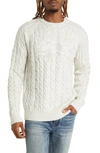 Icecream Sprinkles Cable Crewneck Sweater In Whisper White