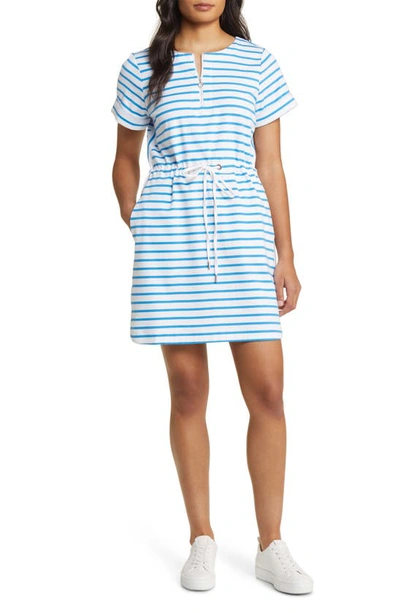Tommy Bahama Jovanna Stripe Half Zip Dress In White/blue