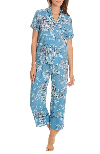 In Bloom By Jonquil Crop Pajamas In Hush-blue Print