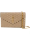 Saint Laurent Monogram Envelope Chain Wallet In 2332 Light Taupe