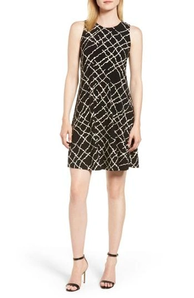 Anne Klein Greenwich Print Fit & Flare Dress In Black/ White