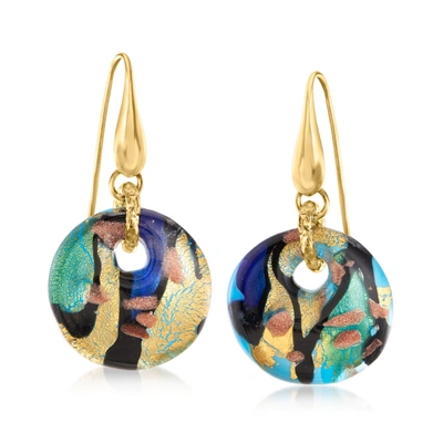 Ross-simons Italian Multicolored Murano Glass Drop Earrings In 18kt Gold Over Sterling In Yellow