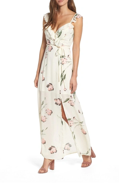 June & Hudson Floral Maxi Dress In Ivory Coral