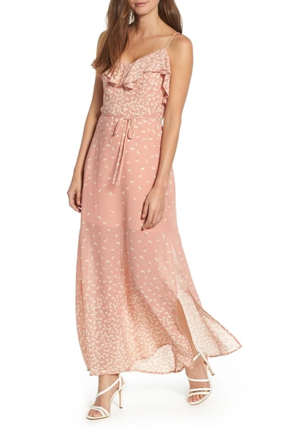 June & Hudson Floral Maxi Dress In Blush Ivory