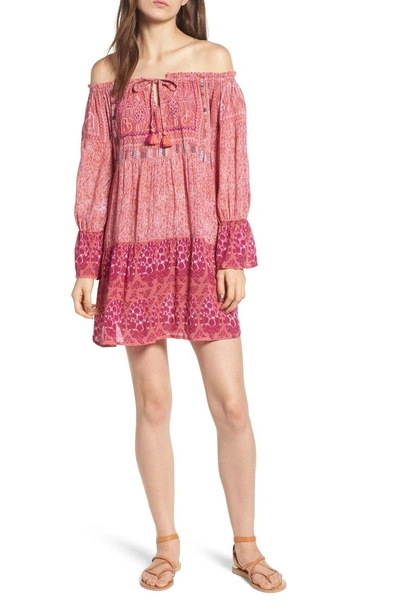 Raga Mariposa Off The Shoulder Minidress In Pink