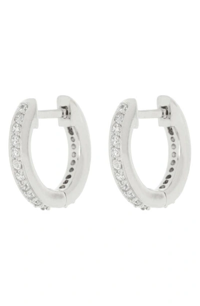 Nadri Cubic Zirconia Huggie Hoop Earrings In Rhodium