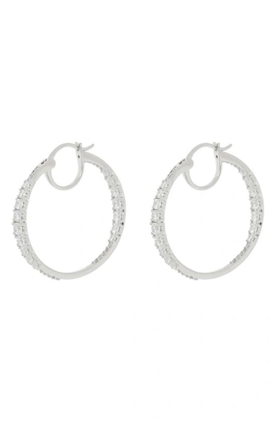 Nadri Liz Cubic Zirconia Inside Out Hoop Earrings In Rhodium