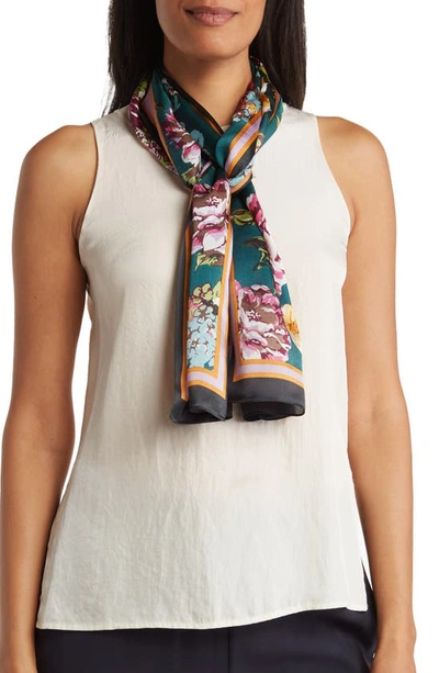 Vince Camuto Floral Scarf In Green Multi