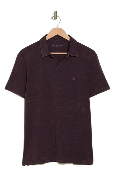 John Varvatos Marble Wash Polo In Dark Plum